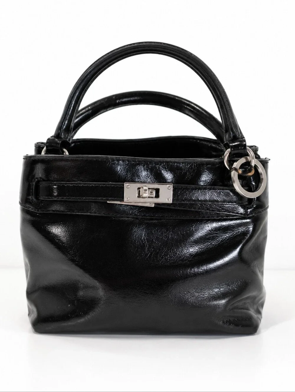 MADDEN NYC Black Patent Leather Crossbody Or Satchel.